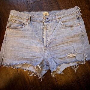 Citizens Of Humanity Light Blue Distressed Denim Cutoff Shorts